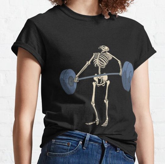 Discover Skeleton with barbell weight lifting squat fitness T-shirts