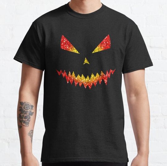 Discover Sparkly Jack OLantern face Halloween pattern faux sparkles T-shirts