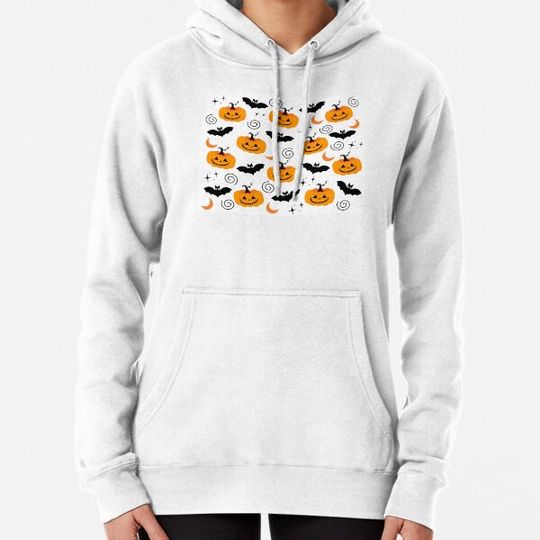Discover Halloween Pumpkin and Bat Pattern Hoodies