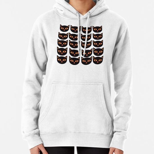 Discover Halloween Cat Pattern Black and Orange Hoodies