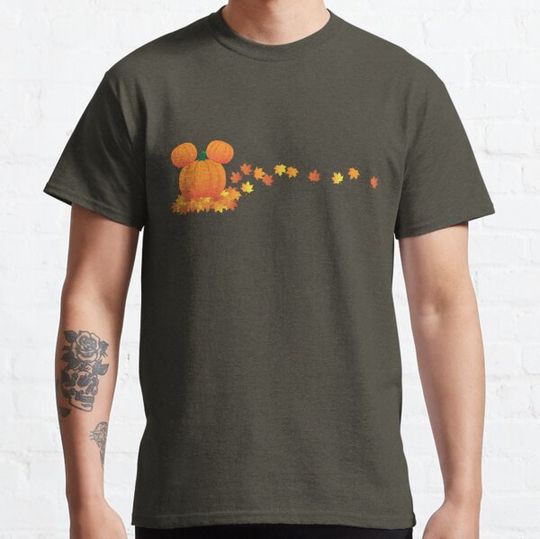Discover Halloween Pumpkin with Ears Fall Leaves Autumn Scene T-shirts