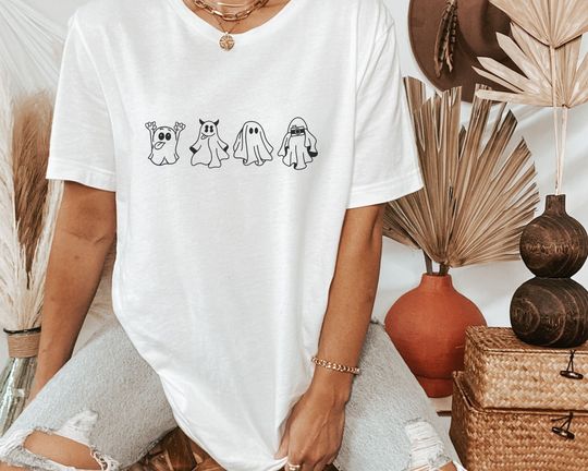 Discover Funny Ghost Halloween T-Shirt with Spooky Design