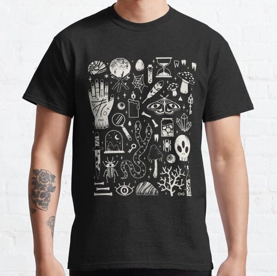 Discover Curiosities: Bone Black T-shirts