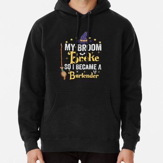 Discover My Broom Broke So I Became A Bartender Halloween-funny bartender witch gifts for men & women. Hoodies