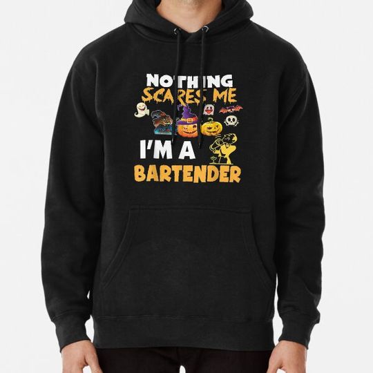 Discover Nothing Scares Bartender Cant Halloween Scary Hoodies