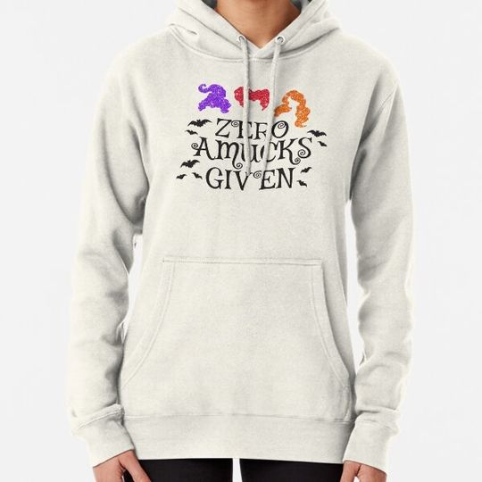 Discover Zero Amucks Given, Funny Amuck With Bat Halloween Witch Hoodies