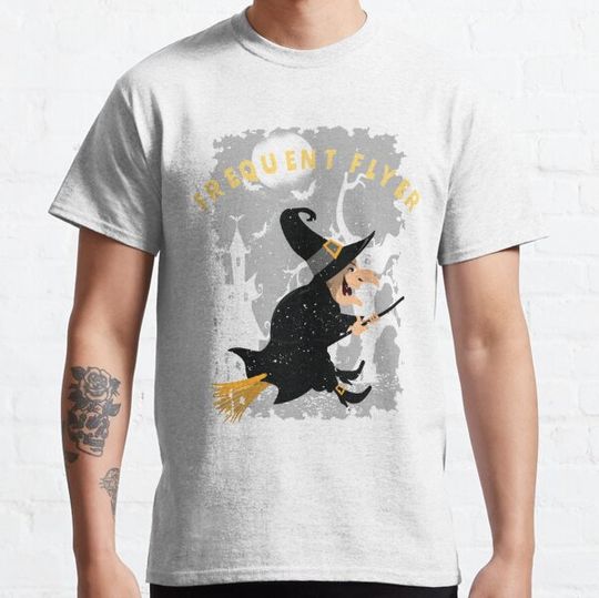 Discover Funny Frequent Flyer Halloween Witch T-Shirt T-shirts