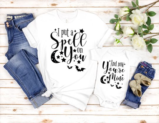 Discover Matching Mommy & Me Set | I Put A Spell On You  Halloween Short Sleeve Crew Neck T-Shirt | Bodysuit