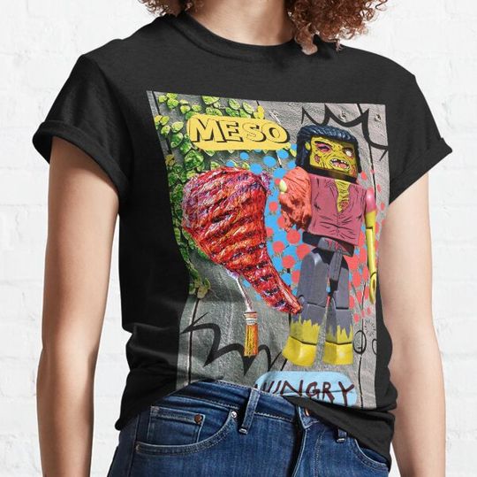 Discover Me So Hungry Zombie/Kawaii Zombie/Meat Lovers Gift Grey Wood T-shirts