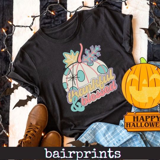 Discover Thankful and Blessed Pumpkin Tee Shirt for Fall