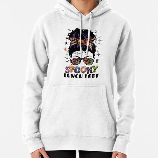 Discover One Spooky Lunch Lady Skull Leopard Tie-Dye Halloween Costume Hoodies