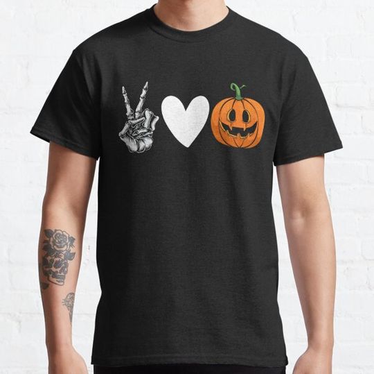 Discover Peace Love Halloween Funny Pumpkin Birthday Halloween Gifts T-shirts
