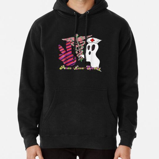 Discover Peace Love Nurse Ghost Halloween Nursing Nurse Hoodies