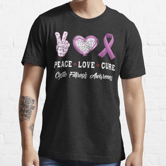 Discover Peace Love Cure Cystic Fibrosis Awareness Funny T-shirts
