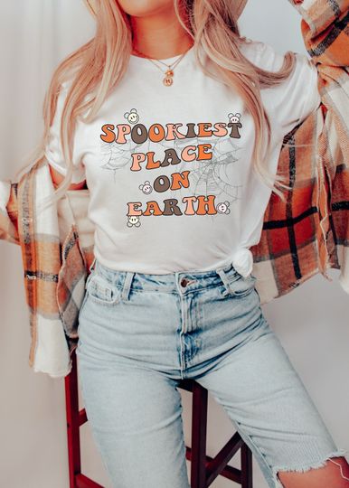 Discover Happiest Place On Earth Shirt, The Most Magical Place, Fall Best Day Ever Mouse Ears, Halloween Spooky Mom Dad Family Adult Kid Toddler Baby