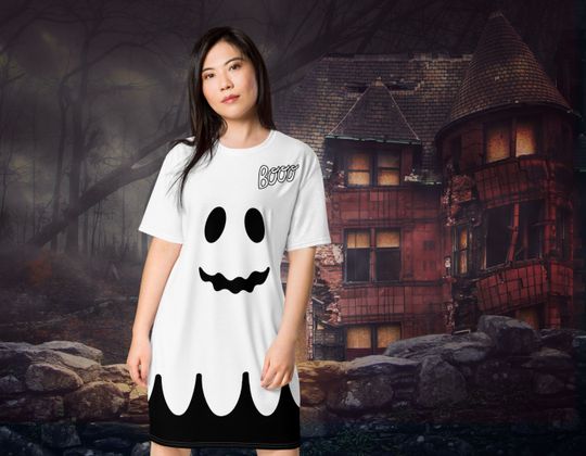Discover Ghost Costume T-shirt dress, Adult Halloween costume, boo