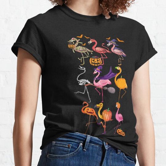 Discover Flamingo halloween flamingo mummy devil witch skeleton funny T-shirts