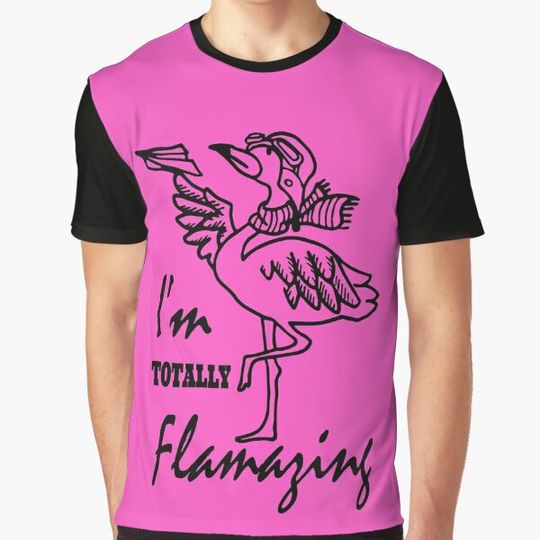 Discover I'm Totally Flamazing Pink Flamingo Pilot with Paper Plane Last-Minute Halloween Costume T-shirts