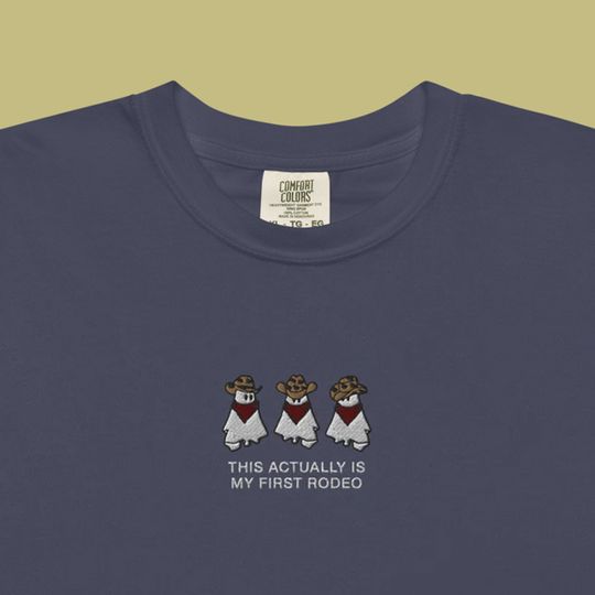 Discover This Actually Is My First Rodeo Cowboy Ghost Embroidered  T-shirt
