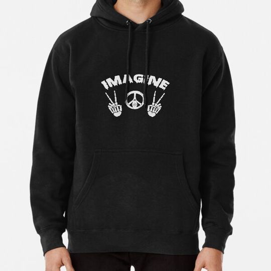 Discover Hippie Halloween Funny Imagine Skeleton Hoodies
