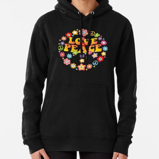 Discover PEACE LOVE 60s 70s Tie Die Groovy Hippie Costume Halloween Hoodies
