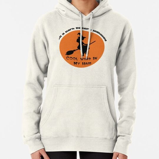 Discover On A Dark Desert Highway Cool wind In My Hair, Halloween Black Shirt, Halloween Costumes, witch in front of moon Hoodies