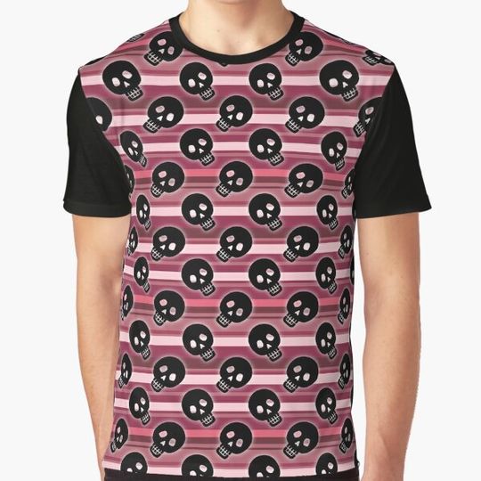 Discover Glowing Skull Pattern - Red striped background - Halloween Goth Skulls T-shirts