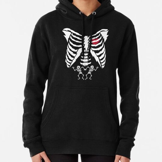 Discover Skeleton Pregnancy Shirt Twins Pregnancy Announcement Gift Hoodies