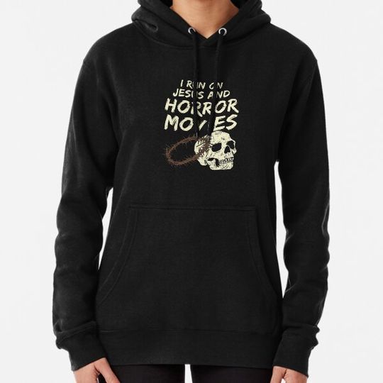 Discover I Run On Jesus And Horror Movies Skull Funny Halloween Costume Hoodies