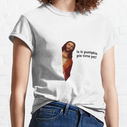 Discover Jesus Halloween Meme Trick Or Treat Funny Pumpkin Pie T-shirts
