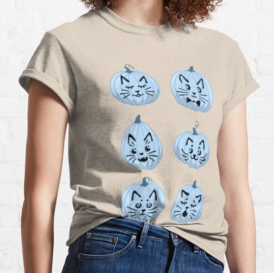 Discover Cat-O-Lanterns (Blue and Pink Palette) T-shirts