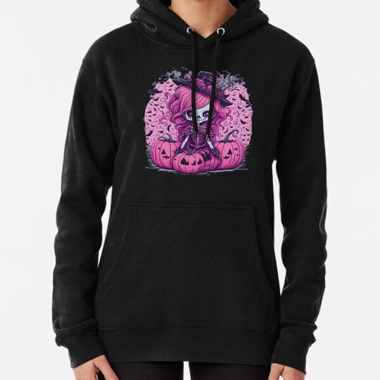 Discover Pink Skeleton Pumpkin Hoodie for Halloween