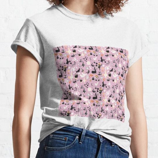Discover Pumpkin Enchantment: Whimsical Jack 'o Lanterns Halloween Pattern in Purple, Black & Orange T-shirts