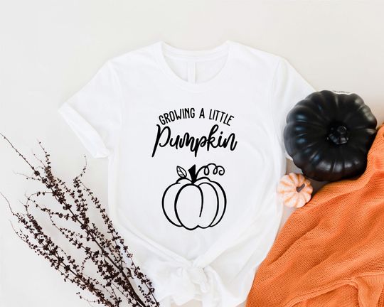 Discover Growing A Little Pumpkin Mama Shirt, Halloween Pregnancy Announcement T-shirt, Autumn Maternity Vibes, Fall Mommy To Be Tees, New Mom Gifts