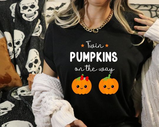 Discover Cute Twin Pregnancy Reveal Halloween Shirt