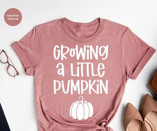 Discover Thanksgiving Pregnancy Announcement Shirt - Growing A Little Pumpkin Shirt - Mom to Be Fall Thanksgiving Baby Reveal Maternity Tshirt V46