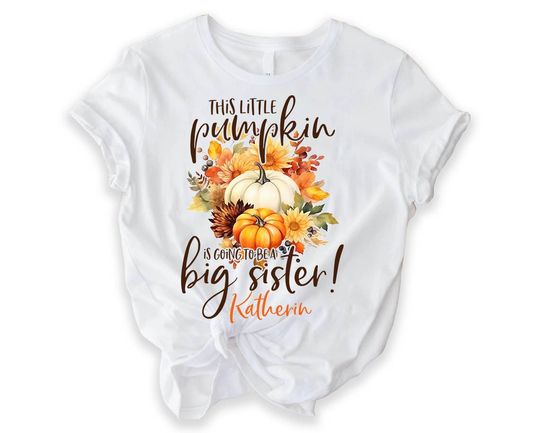 Discover Big Sister Pumpkin Announcement Fall Shirt