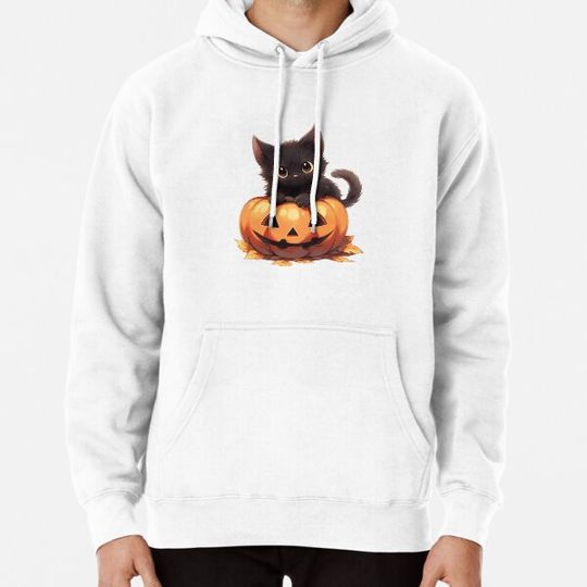Discover Halloween Cat on a Jack-o-lantern Hoodies
