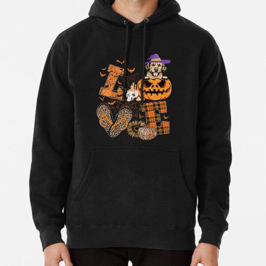 Discover Funny Dog Lover Gift Love Golden Retriever Halloween Pumpkin Hoodies