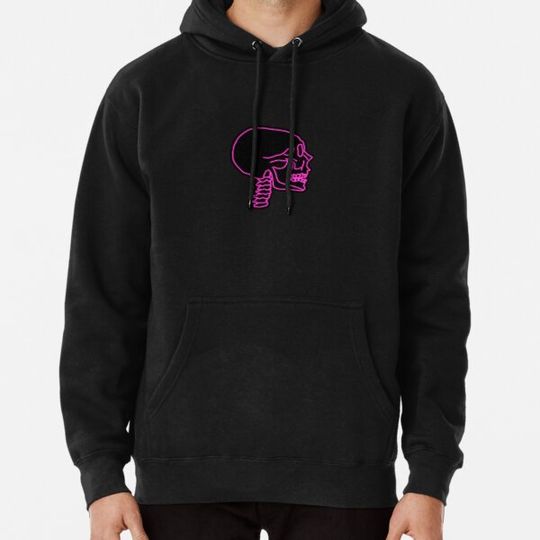 Discover Pink neon skull design Hoodies