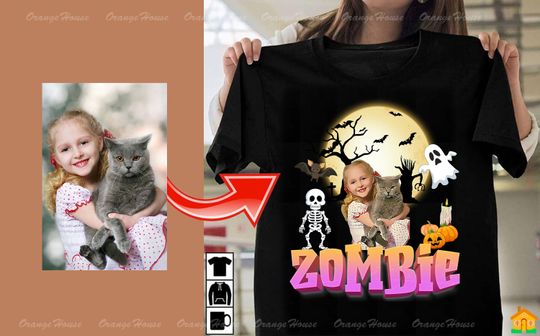 Discover Vintage Halloween Zombie shirt with custom photo.Custom halloween shirt,cute ghost,halloween hoodie,halloween sweatshirt,halloween kid shirt