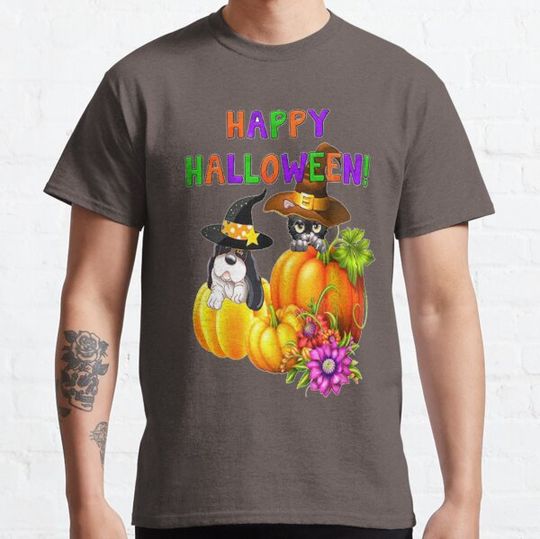 Discover Happy Halloween - Cute Cat and Dog Vintage Design Shirts