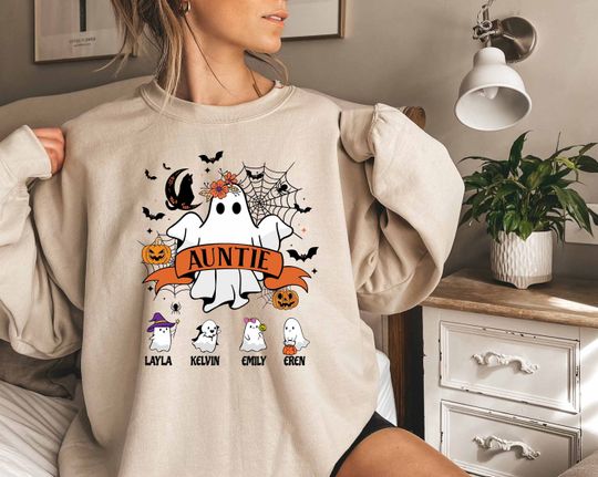 Discover Halloween Auntie Shirt - Custom Names for Aunt's Crew