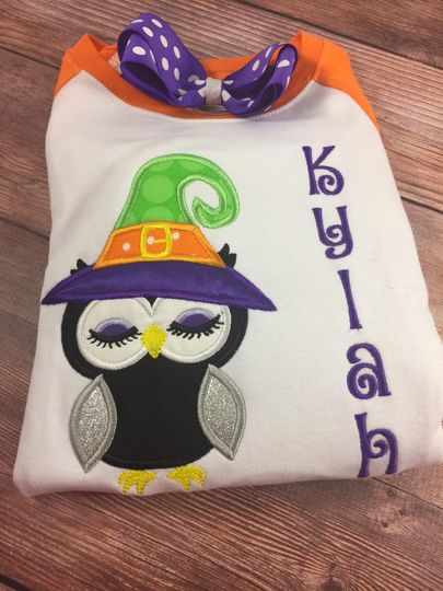 Discover Girls Halloween Shirt;Kids Raglan;Halloween Owl;Girls Fall Shirt;Personalized Shirt;Embroidered Shirt;Custom Shirt;Trick Or Treat