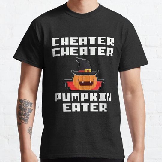Discover Funny Halloween Gamer Cheater Pumpkin T-shirts