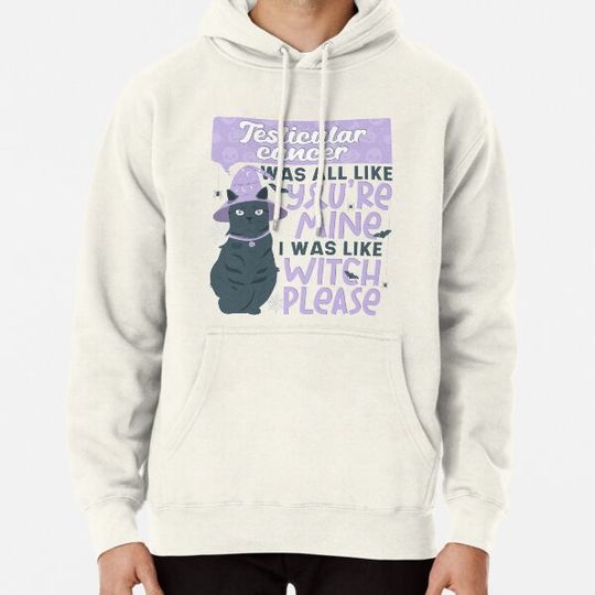 Discover Funny Testicular Cancer Mine Witch Please Halloween Dark Cat Hoodies
