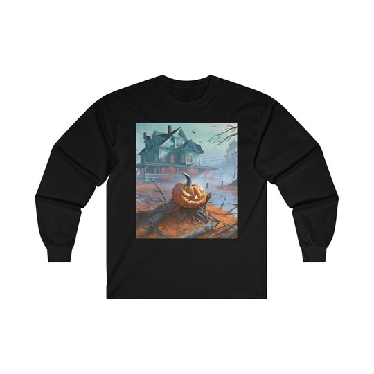 Discover Evil Pumpkin Haunted House Long Sleeve Tee