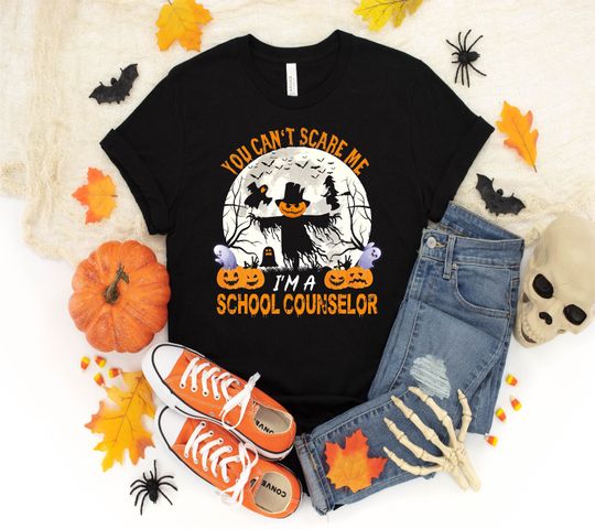 Discover You Can't Scare Me I'm A School Counselor Halloween T-Shirt For Men Womens Girls, Halloween Long Sleeve, Sweatshirt, Hoodie