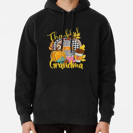 Discover Pumpkin Spice Leopard Plaid Thanksgiving Thankful Grandma Hoodies