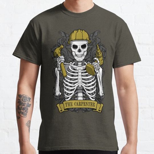 Discover Carpenter Skeleton Vintage Tarot Card DIY Handyman Mechanic T-shirts